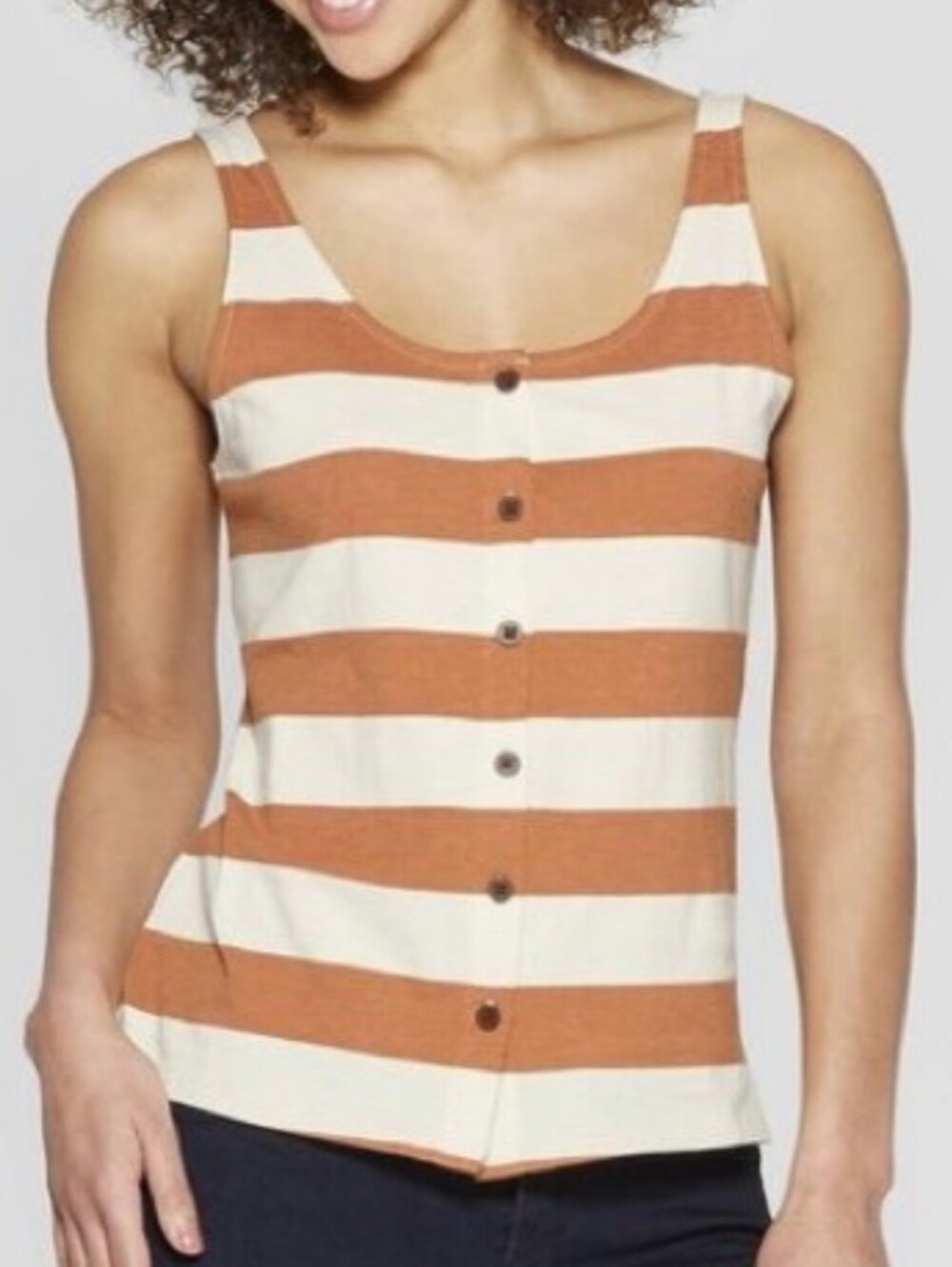Universal Thread Rust And Off-White Button Front SttylishTank Top Blouse